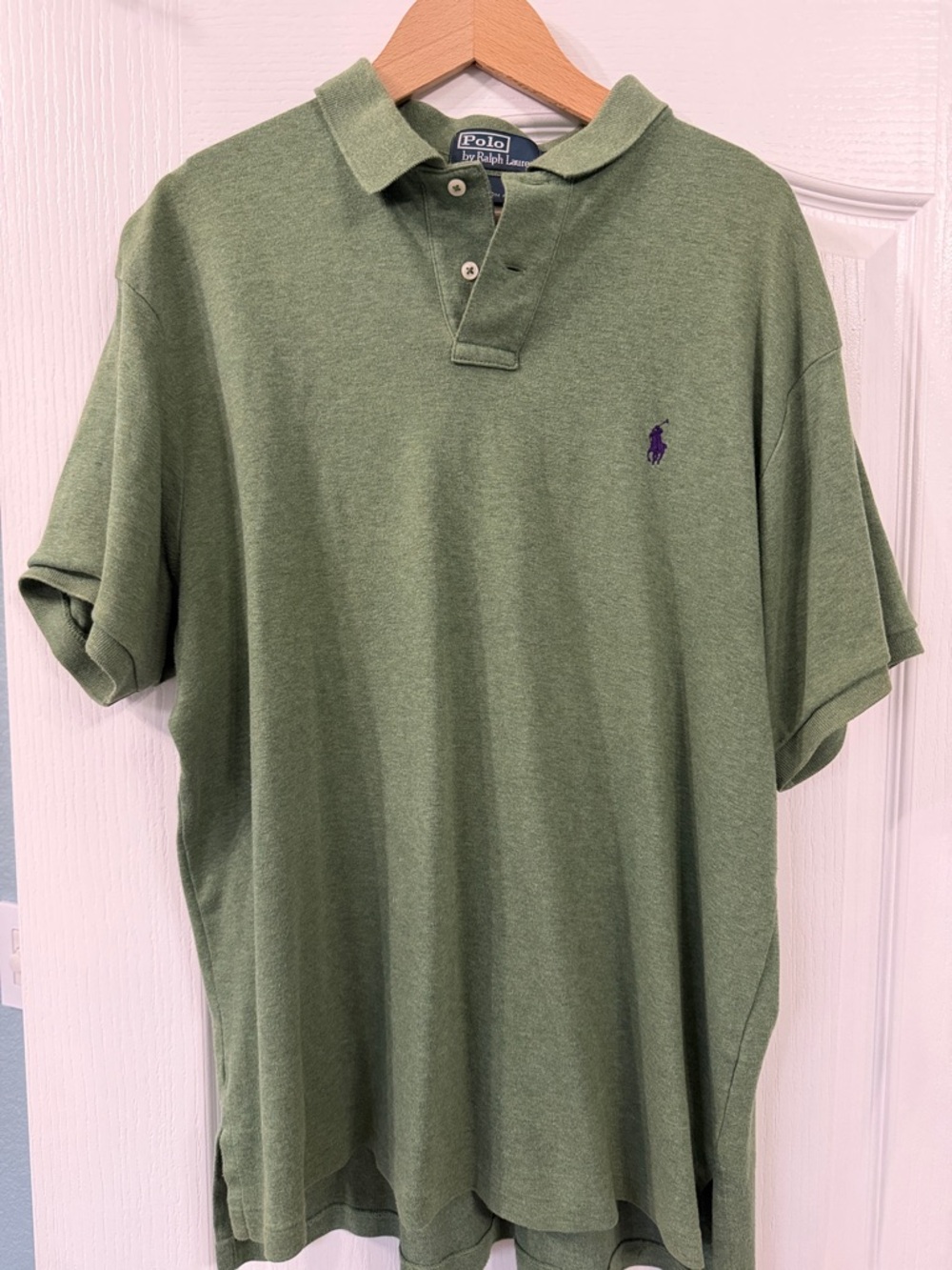 Polo by Ralph Lauren Olive Green Short Sleeve Polo with Purple Pony